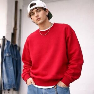 Vintage Sweatshirt Mens Large Blank 90s Made In USA Crewneck Lee Sport Red